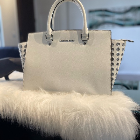 Michael Kors White Satchel with Silver Accents - Picture 3 of 4